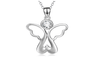 Genuine Sterling Silver Angel With Wings Cubic Zirconia Pendant