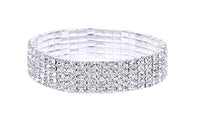 Elastic Stretchy 5 Row Rhinestone Crystal Bracelet Bangle - sparklingselections