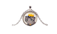 Women Cute Cat Glass Cabochon Chain Necklace - sparklingselections