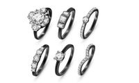 Elegant Wedding Engagement Crystal Black Gun Plated Ring Set for Women - sparklingselections