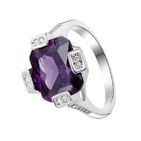 New Fashion Silver Plated Wedding Square Purple Paved Ring - sparklingselections