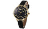 Faux Leather Black Wrist Watch for Women