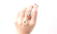 Long Chain Gold Tassels Big Butterfly Three Finger Ring (Resizable) - sparklingselections