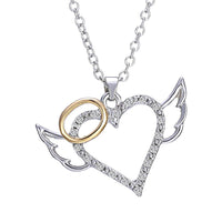 Angel Wings Love Heart Pendant Necklace for Women - sparklingselections