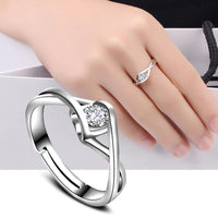 Silver White Zircon Elegant Ring For Women (Adjustable) - sparklingselections