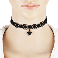 New Black Lace Necklace Pentagram Flower For Women - sparklingselections