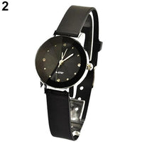 Artificial Leather Oversize Round Dial Quartz Wristwatch - sparklingselections