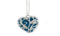 Aqua Blue Love Heart Tree in the Dark Pendant Necklace - sparklingselections