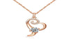 Women Gold Plated Crystal Heart Shape Pendant Necklace