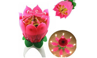 Romantic Musical Lotus Flower Happy Birthday Music Candle Lights - sparklingselections