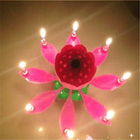 Romantic Musical Lotus Flower Happy Birthday Music Candle Lights - sparklingselections