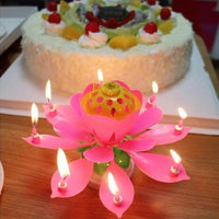 Romantic Musical Lotus Flower Happy Birthday Music Candle Lights - sparklingselections