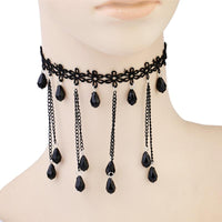 Lace Tattoo Choker Leather Chain Pendant Necklace - sparklingselections