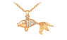 Lovely Austrian Crystal Gold Fish Style Pendant Necklace