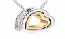 18k Gold Plated Austrian Crystal Rhinestones Float Floating Double Heart Pendant Necklace