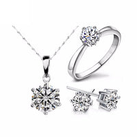 Hot Selling Jewelry Sets Wedding Cubic Zircon Silver Pleated Necklace, Earrings, Ring Jewelry For Women Fashion Accessories - sparklingselections