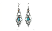 Geometric Carved Blue Stone Big Dangle Earrings for women - sparklingselections