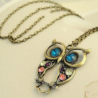 Top Trending Big Blue Eyed Owl Long Chain Pendant Necklace In your Range Best Necklace Jewelry - sparklingselections