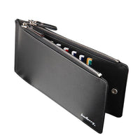 Men's Leather Business Style Card Holder Foldable Purse Long Wallet - sparklingselections