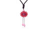 Women Leather Flower Shaped Red Stylish Pendant Necklace