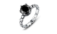 Sterling Silver Ring with Black Cubic Zirconia For Women Wedding - sparklingselections