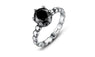 Sterling Silver Ring with Black Cubic Zirconia For Women Wedding