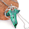 Wedding Jewelry Sets New Silver Color Leaf Long Link Chain Green Crystal Necklace Earrings Set For Girls