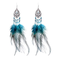 Women Feather Tiny Beads Tassel Earrings Fashion Jewelry - sparklingselections
