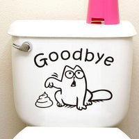 Waterproof Funny Goodbye Cat Toilet Seat Bathroom Wall Decal for Home Decor