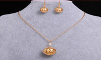 Gold Color Bead Ball Dangle Drop Earrings Jewelry Set