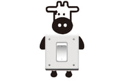 Cartoon Cow Light Switch Sticker Animal Children Bedroom Wall Decal