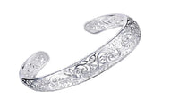 Silver Plated Bezel Hollow Cuff Bangle - sparklingselections
