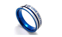 Blue Love Only You Cross Titanium Steel Engagement Wedding Band (6,7,8) - sparklingselections