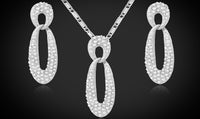Crystals Trendy Rhinestone Necklace Earrings Jewelry Set