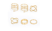 6 Pcs Unique Ring Set Punk Gold Plated Knuckle Rings(Adjustable)