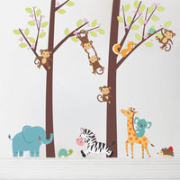 Cartoon Jungle Animal Tree Wall Stickers For Nursery Kids - sparklingselections
