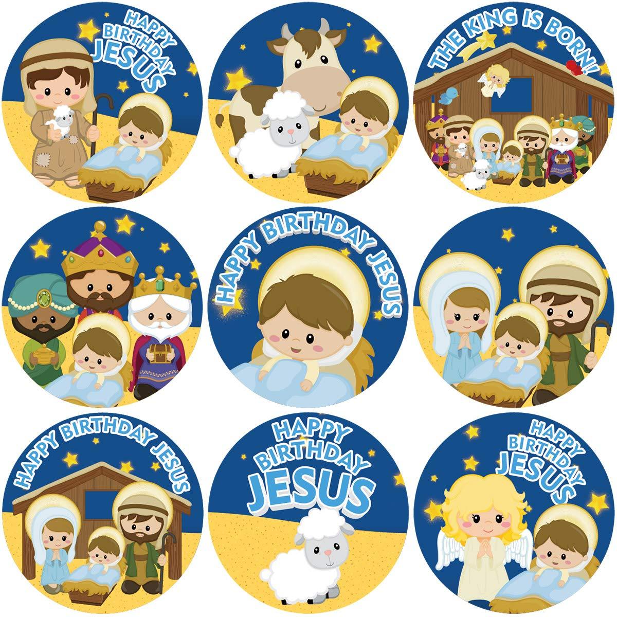 Jesus Born Sticker Roll Stickers Happy Birthday Jesus Stickers for Christmas ...
