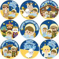 Roll Stickers Happy Birthday Jesus Stickers for Christmas - sparklingselections