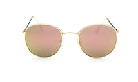 Gold Plated Frame Pink Lens Classic Round Sunglasses