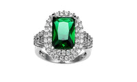 Green Zircon Silver Plated Ring Fashion Ring (6,7)