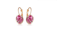 Austrian Rose Gold Color Round Stud Charm Earrings - sparklingselections