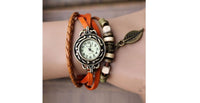 Weave Leather Quartz Bracelet Wrist Watch