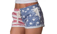 Elastic Mid-Waist American Flag Print Casual Short Pants For Women - sparklingselections