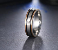 Elegant Double Black Border Titanium Rings For Women - sparklingselections