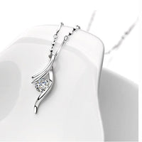 Women Simple Silver Plated Crystal Zircon Elegant Pendant Necklace Jewelry - sparklingselections