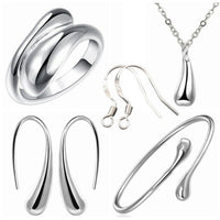 Wedding Bridal Water Drop Bangles Necklace Rings Earrings Sets - sparklingselections