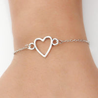 Vintage Silver Plated LOVE Heart Bracelet Women Charm Jewelry - sparklingselections