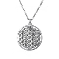 Women's Fashion Hub Flower of Life Mandala Necklace Pendant Sacred Jewelry - sparklingselections