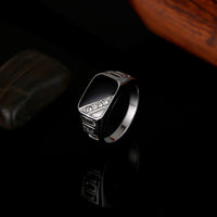 Fashion Gold Plated Black Enamel Men Finger Ring(7,8,9)