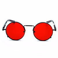 Men's Vintage Retro Designing Steampunk Round Sunglasses Fashion Red UV Ladies Eyewear Goggles - sparklingselections